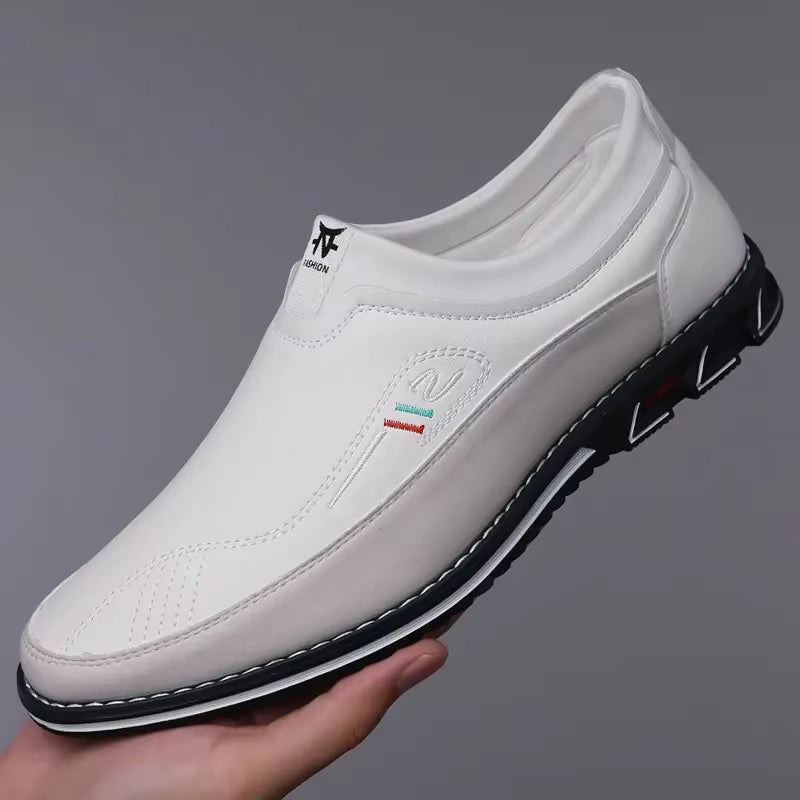 FlexWalk White Leather Slip-Ons